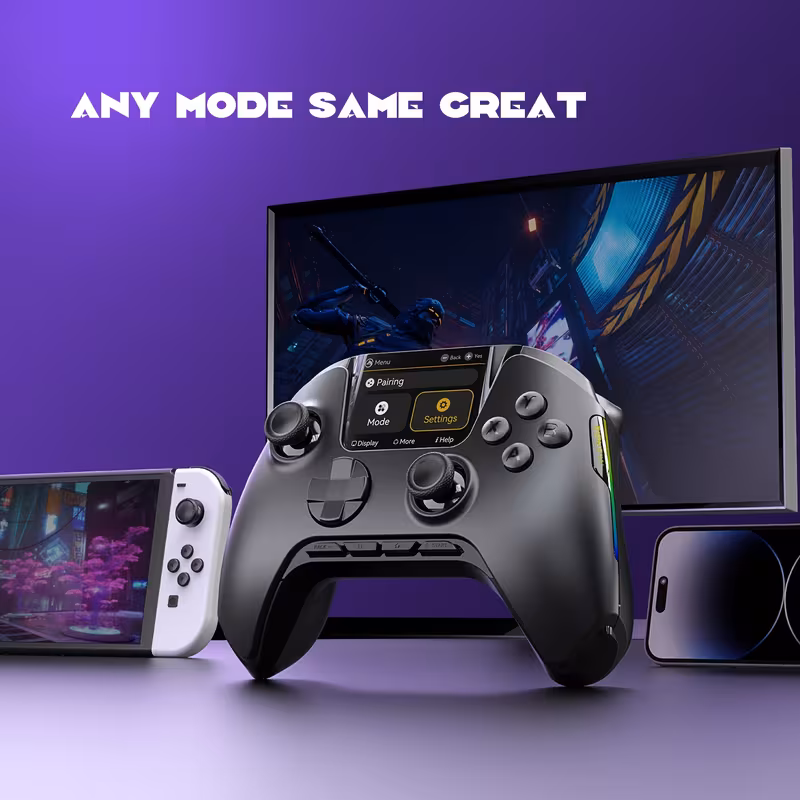 Manette de Jeu Sans Fil Interactive (No Drift) — iOS / Switch / PC / Android / Steam Deck · RGB · Batterie 1800mAh · V2 Noir vue 7